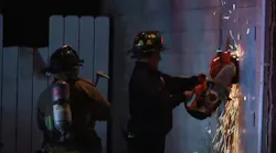 Columbus firefighters gaining access to a two-alarm church fire on Nov. 22, 2021.