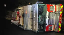 A Kootenai County engine company rolled on its side, injuring three firefighters on Nov. 22, 2021.