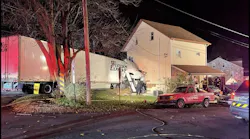 A tractor-trailer crashed into a house in Maxatawny Township, PA. on Monday, Nov. 15, 2021.