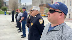 Volunteer firefighters from around Pennsylvania gathered at the state Capitol in April for a rally, calling for the passage of legislation that would give them greater fundraising flexibility during the coronavirus pandemic.