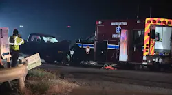 The aftermath of a head-on crash near Newark, OH, that seriously injured a fire medic on Wednesday, Nov. 10, 2021.