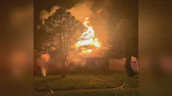 Heavy fire conditions at a home in Louisville, KY, on Wednesday, Nov. 2, 2021.