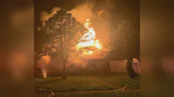 Heavy fire conditions at a home in Louisville, KY, on Wednesday, Nov. 2, 2021.