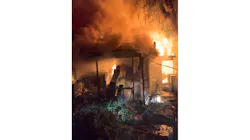 A home is engulfed in flames during a fatal fire in Ramona, CA, on Monday, Nov. 15, 2021.