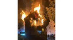 Fire engulfs a two-family home in Springfield, MA, on Thursday, Nov. 4, 2021.