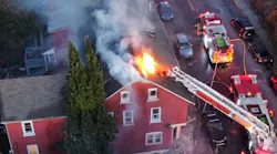 Two firefighters were injured battling the rowhome fire.