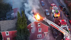 Two firefighters were injured battling the rowhome fire.