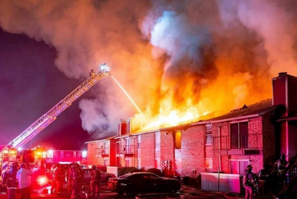 Firefighters battle a 3-Alarm fire in a Fort Worth apartment complex on Nov. 29, 2021.