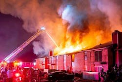 Firefighters battle a 3-Alarm fire in a Fort Worth apartment complex on Nov. 29, 2021. Firefighters battle a 3-Alarm fire in a Fort Worth apartment complex on Nov. 29, 2021.