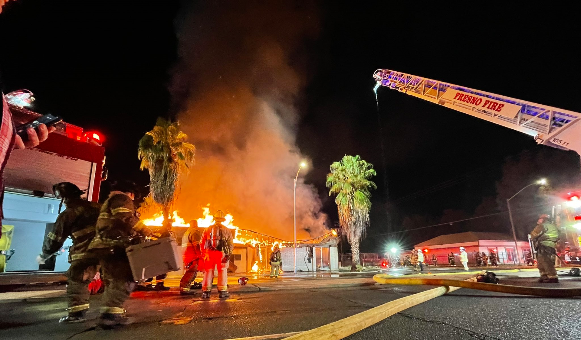 Fresno, CA, firefighters rescued two people during an early morning fire at a vacant building on Tuesday, Nov. 2, 2021.