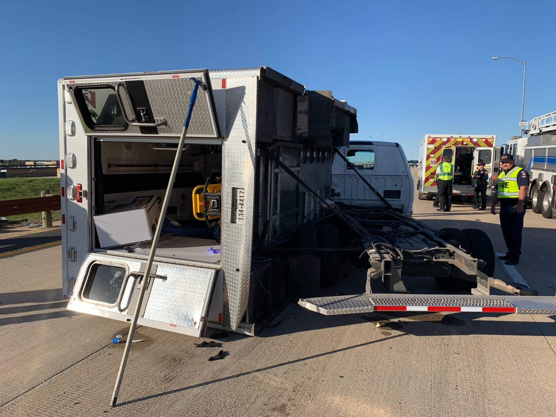 Two Cleburne firefighters riding in the ambulance were injured in the crash, along with the patient they were transporting to the hospital.