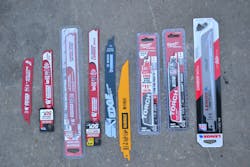 Various reciprocating saw blades from different manufacturers were purchased. Four of these blades were used to see whether they cut boron steel. Various reciprocating saw blades from different manufacturers were purchased. Four of these blades were used to see whether they cut boron steel.