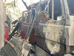 The roof collapsed as firefighters battled flames, forcing them to retreat for a defensive attack. The roof collapsed as firefighters battled flames, forcing them to retreat for a defensive attack.