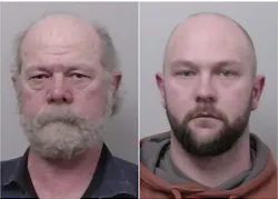 David Scott Smith, 66, (left) and Travis Shane Smith, 32, are accused of 'reckless arson' related to the Caldor Fire that burned more than 200,000 acres in California.