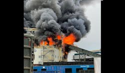 Fire consumes a multi-story building at an Everett recycling center on Dec. 8, 2021. Fire consumes a multi-story building at an Everett recycling center on Dec. 8, 2021.