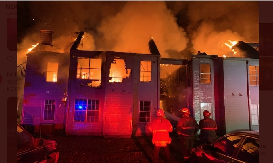 New Orleans apartment building destroyed by fire early this morning.