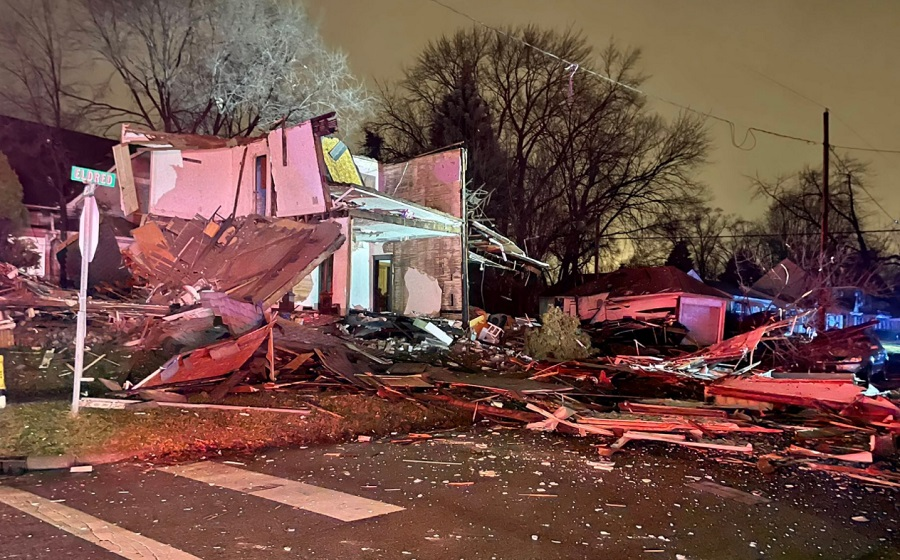 Aftermath of a home explosion in Toledo Monday evening.