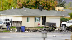 The aftermath of a Learjet that crashed Monday night near El Cajon.