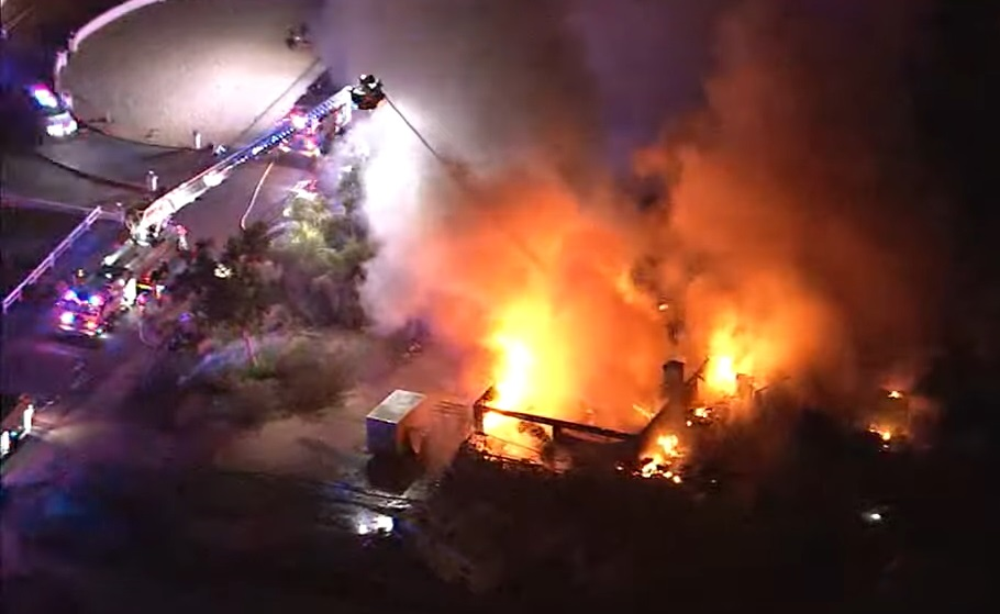 Heavy fire destroyed a large Scottsdale home late Tuesday night.