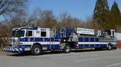 Manheim Township, PA, Fire Rescue (MTFR) Truck 204 is a 2017 Pierce Arrow XT 100-foot tractor-drawn ladder that provides both truck and rescue company service. It carries 446 feet of ground ladders. Note the extension and roof ladders that are mounted outboard on each side of the trailer.