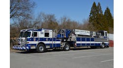 Manheim Township, PA, Fire Rescue (MTFR) Truck 204 is a 2017 Pierce Arrow XT 100-foot tractor-drawn ladder that provides both truck and rescue company service. It carries 446 feet of ground ladders. Note the extension and roof ladders that are mounted outboard on each side of the trailer.