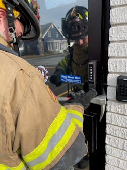 Inserting the adze of the Halligan in the small gap between the frame and the door of a commercial structure, just above or below the pivoting lock, is the simplest forcible entry tactic at such a location. Inserting the adze of the Halligan in the small gap between the frame and the door of a commercial structure, just above or below the pivoting lock, is the simplest forcible entry tactic at such a location.
