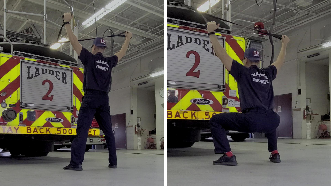 Suspension squats/arms up.