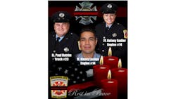 Killed in the rowhome collapse were Lt. Paul Butrim (left to right), EMT/Firefighter Kenny Lacayo, and Paramedic/Firefighter Kelsey Sadler. Killed in the rowhome collapse were Lt. Paul Butrim (left to right), EMT/Firefighter Kenny Lacayo, and Paramedic/Firefighter Kelsey Sadler.