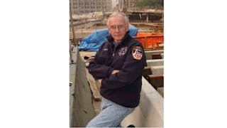 Firehouse founder Dennis Smith at the World Trade Center in 2002.