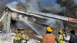 Boylston firefighters and mutual aid companies battled a three-alarm fire in a vacant multiple-unit dwelling on Sunday.