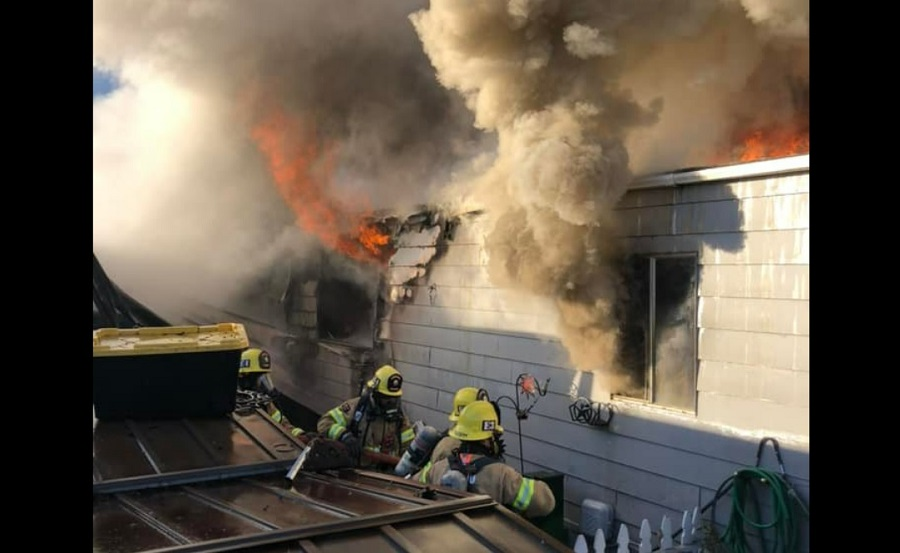 Santa Maria firefighters battled flames in a manufactured home Tuesday morning.