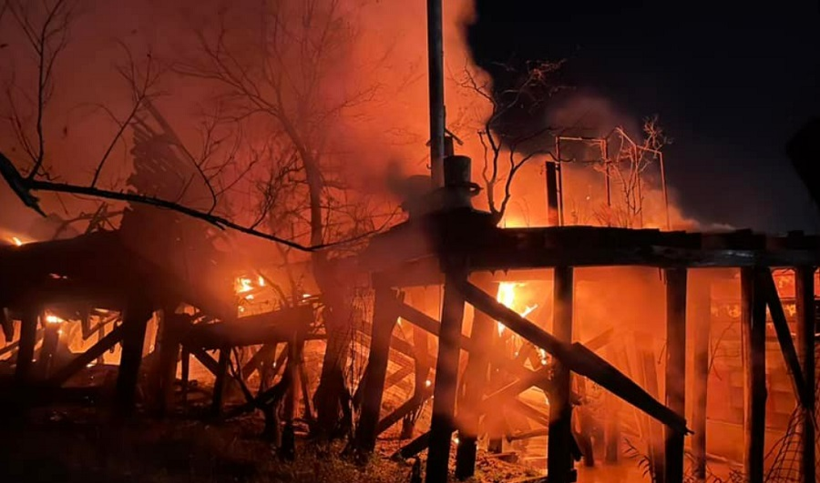 New Orleans crews battled a wharf fire Monday night along the Mississippi River.