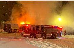 Rochester firefighters battled a fire that damaged a UPS facility and vehicles. Rochester firefighters battled a fire that damaged a UPS facility and vehicles.