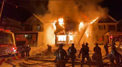 Buffalo firefighters battled a three-alarm fire in multiple single family dwellings early Monday morning.