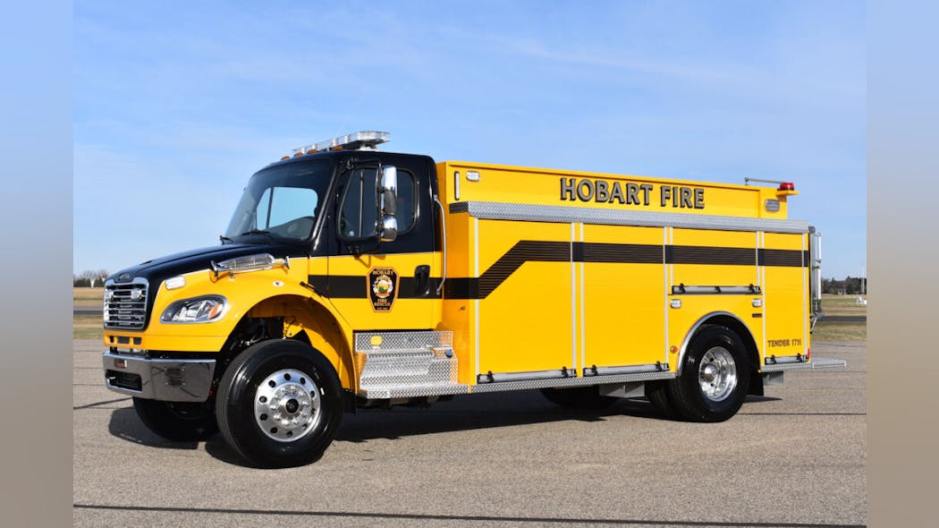 The Hobart Fire Department has taken delivery of a custom-built Custom Fire Apparatus tanker built on a Freightliner chassis.