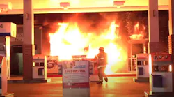 A gas station was lit on fire in Anaheim after a suspect got into a scuffle with the station clerk.