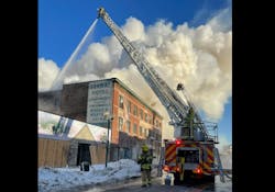 Duluth firefighters used multiple aerial apparatus to control a 2-alarm fire Monday morning. Duluth firefighters used multiple aerial apparatus to control a 2-alarm fire Monday morning.
