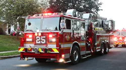 Exeter Township Fire Department Tower 25 (seen here in a department photo) was involved in an accident that sent two citizens to the hospital.