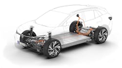 The floorpan-mounted high-voltage battery of the ID.4 EV from Volkswagen weighs 1,087 lbs. and requires modifications to several vehicle-rescue evolutions.