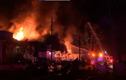 Firefighters battled heavy flames that destroyed a home and sent four occupants to the hospital in West Deptford. Firefighters battled heavy flames that destroyed a home and sent four occupants to the hospital in West Deptford.