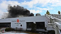 Newburyport firefighters battled a rooftop solar array fire that caused between $2-4 million in damage. Newburyport firefighters battled a rooftop solar array fire that caused between $2-4 million in damage.