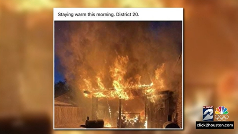 A Houston firefighter apologized to a fire victim after they made a social media post.