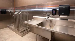 The use of stainless steel in the decontamination area of Queen Creek, AZ, Fire Station 4 make cleaning easier for firefighters.