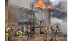 Fort Worth firefighters battled a two-alarm apartment fire that left 22 residents homeless.
