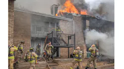 Fort Worth firefighters battled a two-alarm apartment fire that left 22 residents homeless.