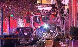 The December crash between Kansas City Pumper 19 and a car left two occupants of the car and a pedestrian dead. The December crash between Kansas City Pumper 19 and a car left two occupants of the car and a pedestrian dead.