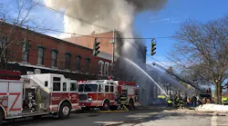 Multiple departments worked to control a three-alarm fire in historic Greenwich Sunday.
