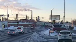 A Champaign ladder truck and a car collided and the crash sent a firefighter and the vehicle driver to the hospital.