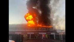 Multiple agencies battled a three-alarm fire that left over a dozen homeless and damaged businesses in East Lyme. Multiple agencies battled a three-alarm fire that left over a dozen homeless and damaged businesses in East Lyme.