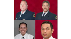 Dallas Fire Rescue members (clockwise from top left) Christopher Gadomski, Ronald Hall, Andrew Curtis and Pauline Perez were injured in a gas explosion on Sept. 29, 2021. Hall was not part of the suit file by the other three firefighters.